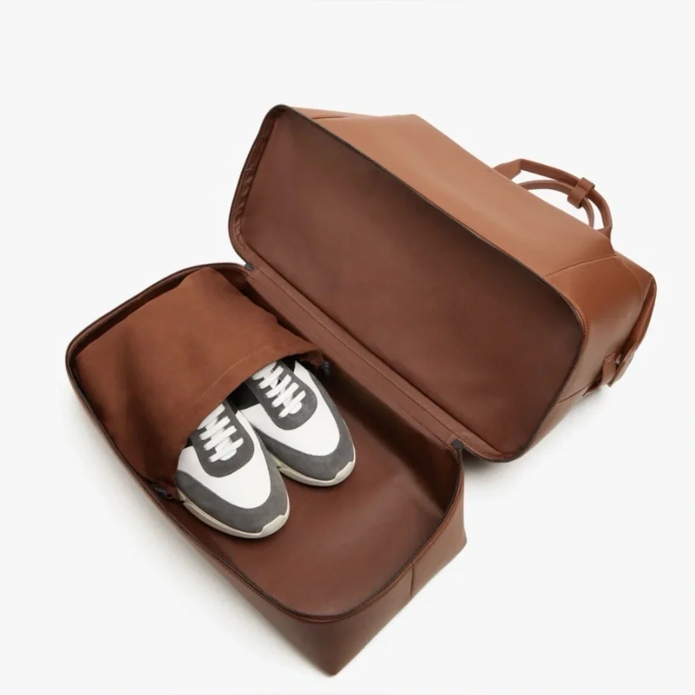 Leather Duffel Bag - Brown - Unknown Brand